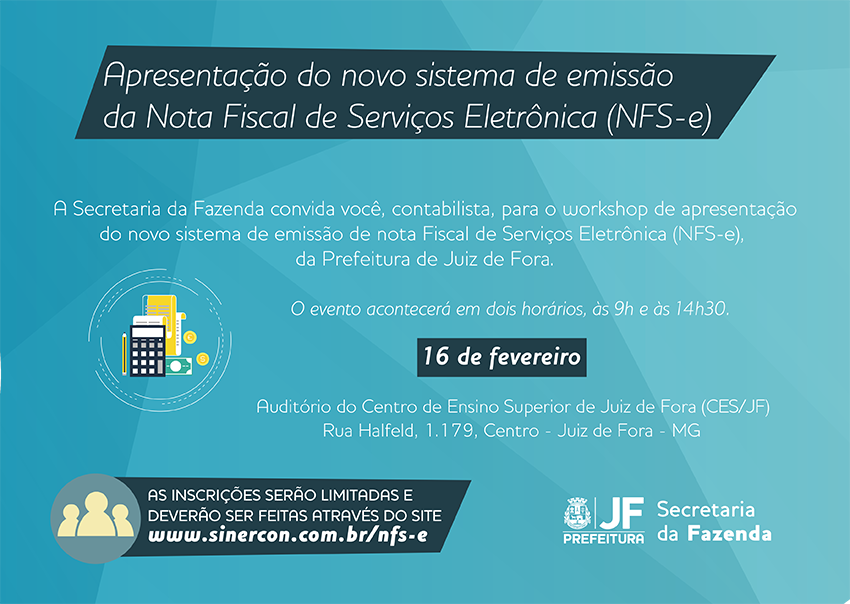 Convite para contabilista: Novo sistema de emissão de NFS-e - Prefeitura de Juiz de Fora