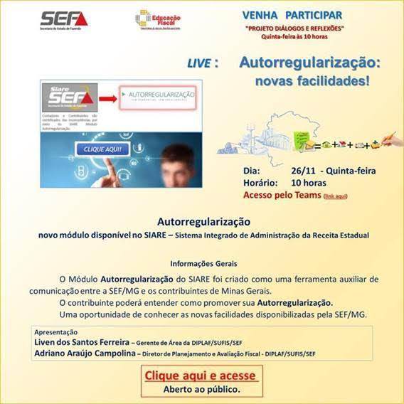  Autorregularização: novas facilidades! Gravação da Live.